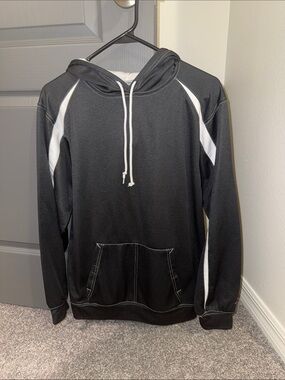 Men's charcoal Hoodie with White Contrast Panels